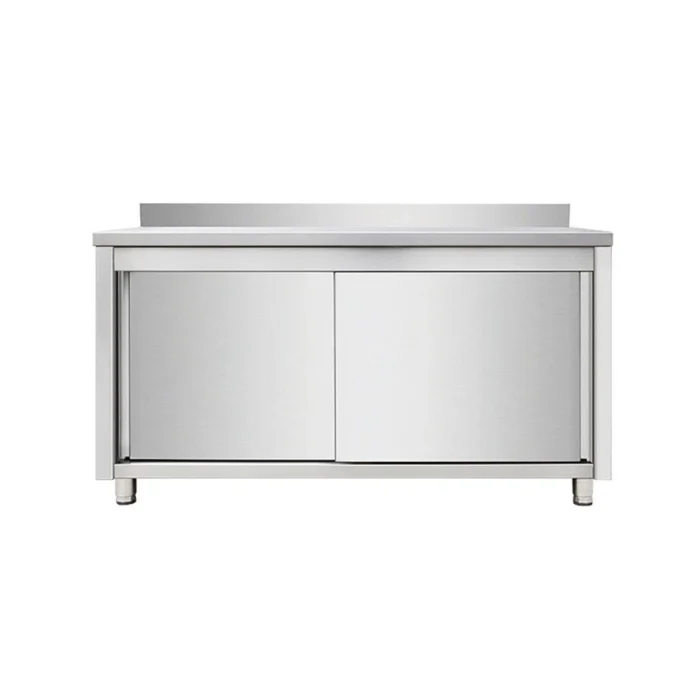 Arbeitsschrank aus Edelstahl, mit Aufkantung, 120 x 60 – Bild 1