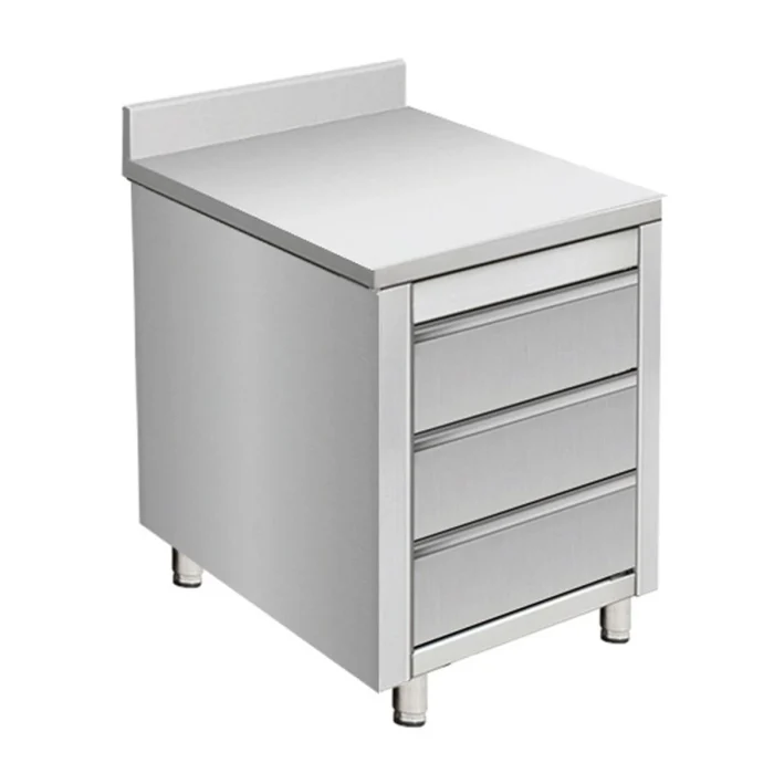 Arbeitsschrank aus Edelstahl, mit Aufkantung, 50 x 70 – Bild 1
