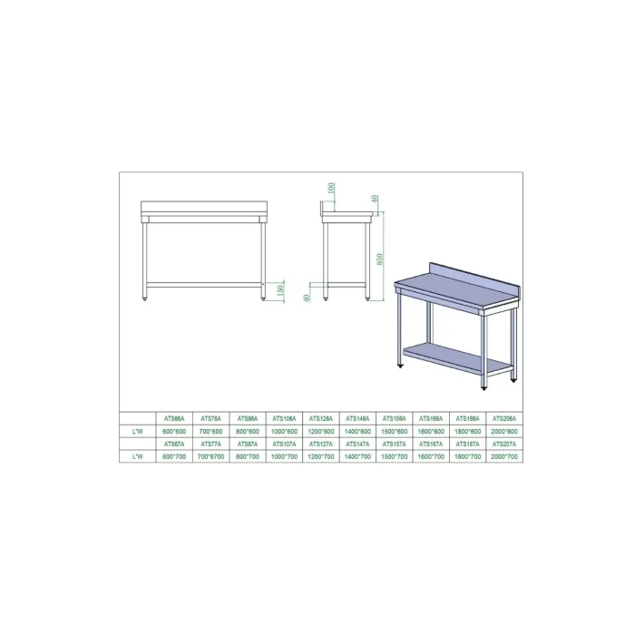 Arbeitstisch aus Edelstahl, mit Aufkantung, 60 x 70 – Bild 6