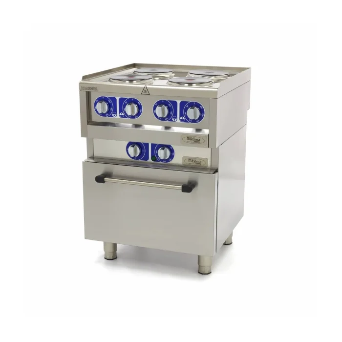 Commercial Klasse Gastro Kochplatte - Elektrisch - 600 x 600 mm tief - 4 Brenner - mit Ofen - 10000 Watt – Bild 1