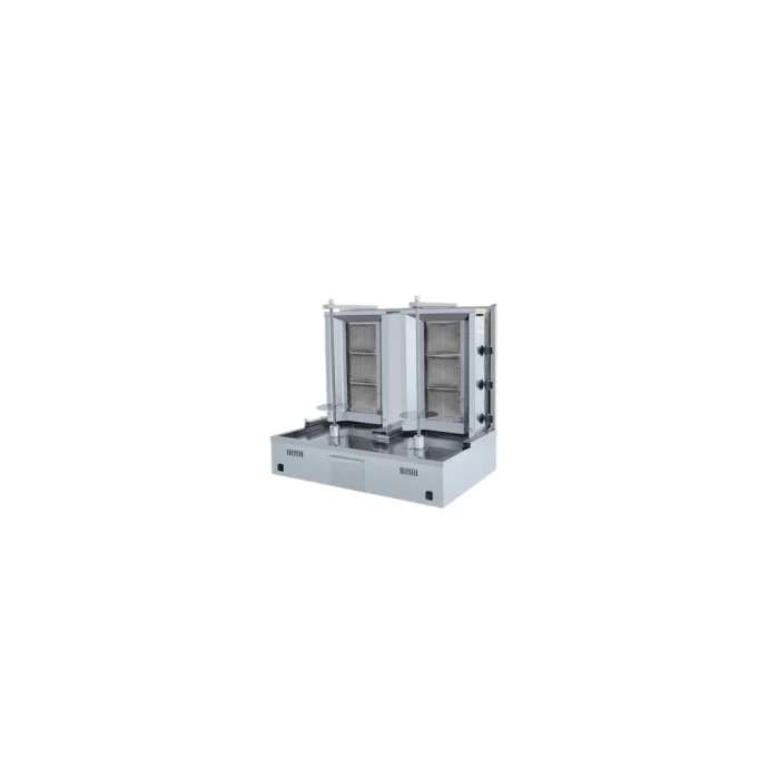 Doppel Gas Dönergrill mit Motor Unten / Gyrosgrill 3+3 Brenner / max. 40+40 kg / inkl. Flügeltüren – Bild 1