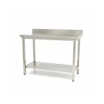 Gastro Edelstahltisch - 100 x 60 cm - Einstellbare Höhe - mit Backsplash und Lagerregal