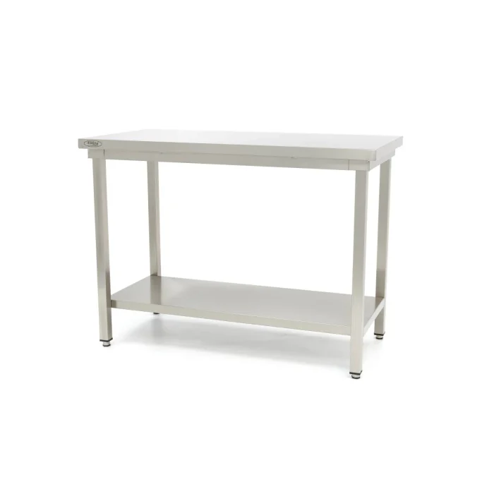 Gastro Edelstahltisch - 100 x 60 cm - Einstellbare Höhe - mit Lagerregal – Bild 1