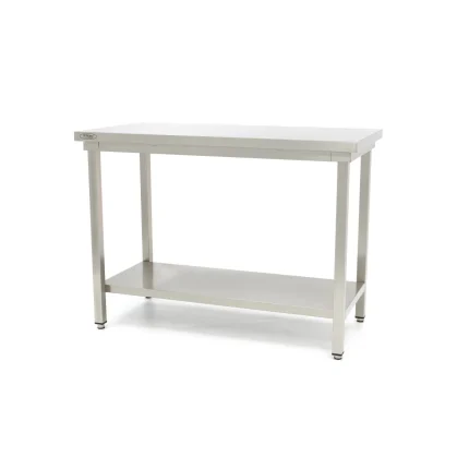 Gastro Edelstahltisch - 140 x 60 cm - Einstellbare Höhe - mit Lagerregal