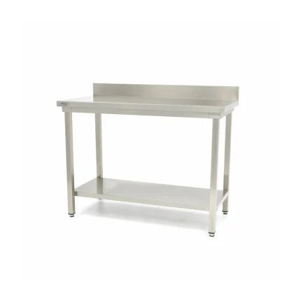 Gastro Edelstahltisch - 200 x 60 cm - Einstellbare Höhe - mit Backsplash und Lagerregal