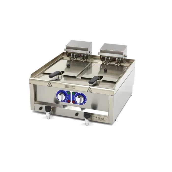 Gastro Fritteuse - 2 x 10 l - 2 Körbe - mit Ablasshahn - 400 V – Bild 1