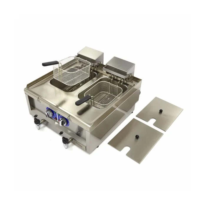 Gastro Fritteuse - 2 x 10 l - 2 Körbe - mit Ablasshahn - 400 V – Bild 3