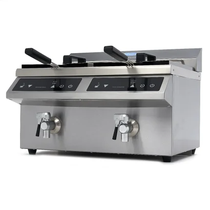 Gastro Fritteuse - 2 x 8 l - 2 Körbe - mit Ablasshahn - Induktion