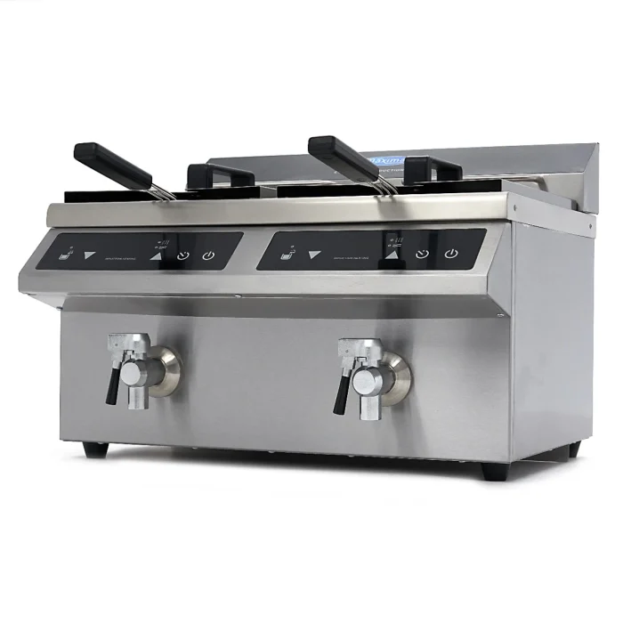 Gastro Fritteuse - 2 x 8 l - 2 Körbe - mit Ablasshahn - Induktion – Bild 1