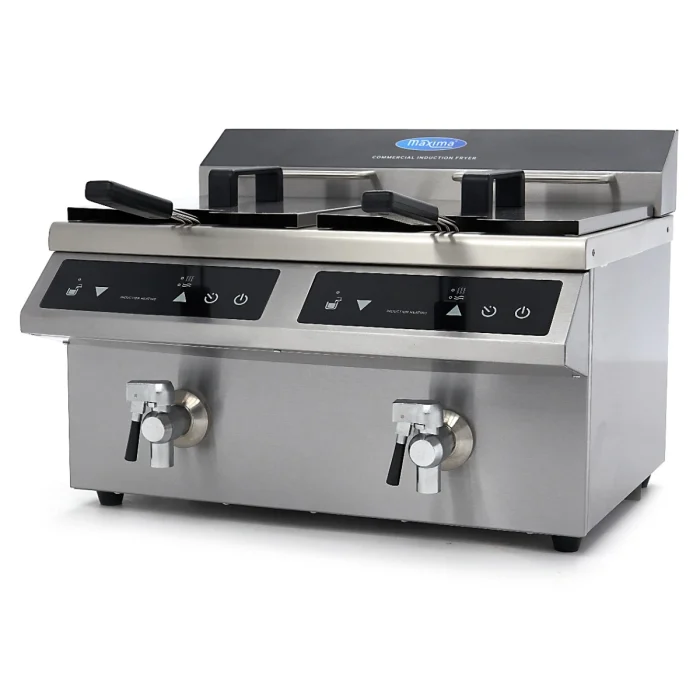 Gastro Fritteuse - 2 x 8 l - 2 Körbe - mit Ablasshahn - Induktion – Bild 7