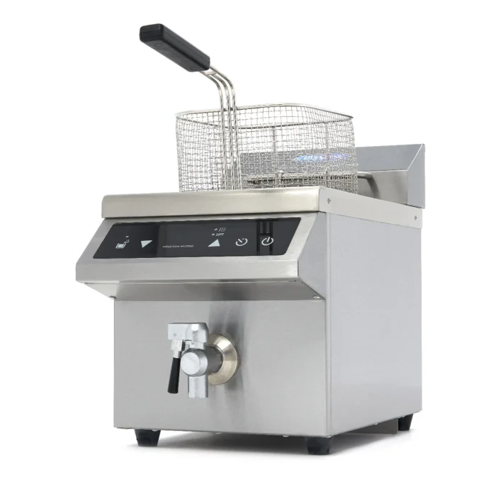 Gastro Fritteuse - 8 l - 1 Körb - Induktion - mit Ablasshahn – Bild 2