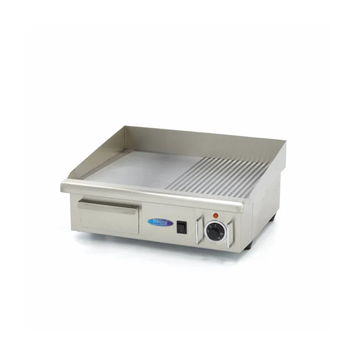 Gastro Grillplatte - Halb Gerillt - 55 cm - inkl. Tropfschale – Bild 1