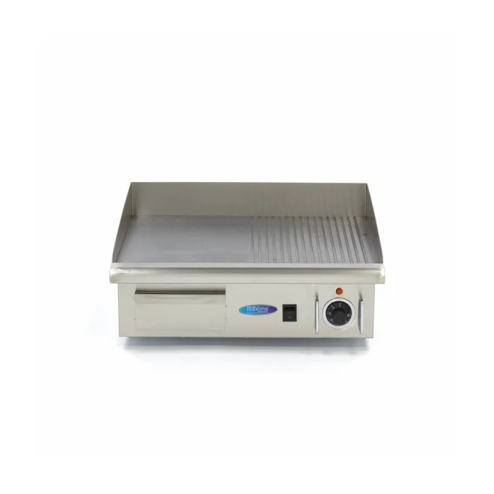 Gastro Grillplatte - Halb Gerillt - 55 cm - inkl. Tropfschale – Bild 2