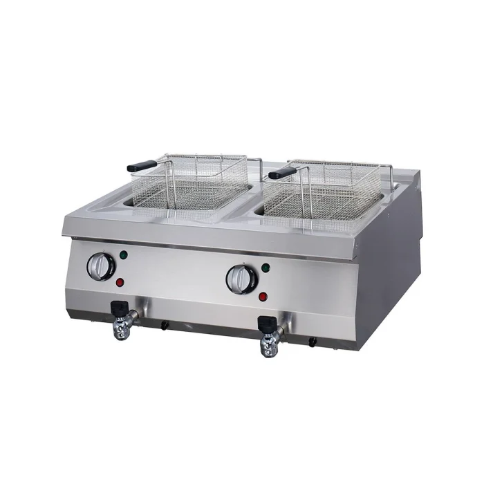 Gastro Heavy Duty Fritteuse - 2 x 12 l - Doppeleinheit - 70 cm Tief - mit Ablasshahn - Elektrisch – Bild 1