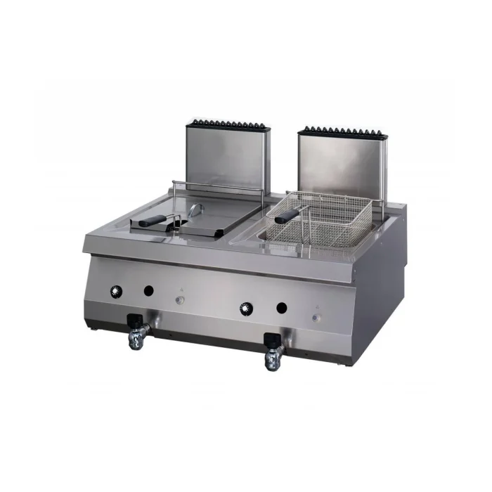 Gastro Heavy Duty Fritteuse - 2 x 12 l - Doppeleinheit - 70 cm Tief - mit Ablasshahn - Gas – Bild 1