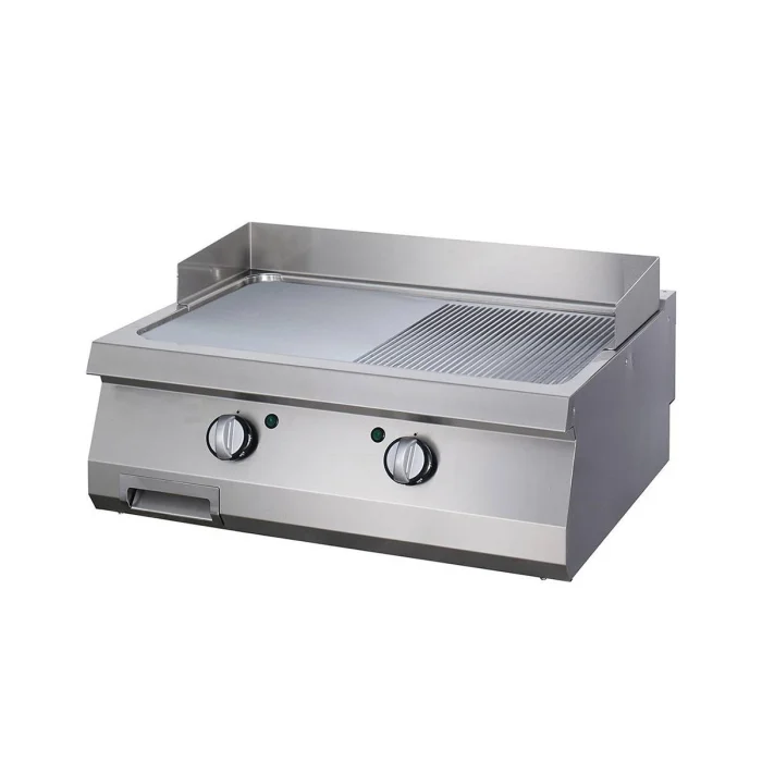 Gastro Heavy Duty Grillplatte - Halb Gerillt - Doppeleinheit - 70 cm Tief - Elektrisch – Bild 1