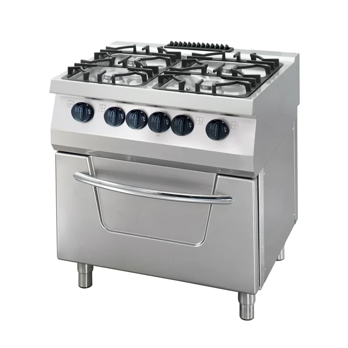 Gastro Heavy Duty Herd - 4 Brenner - Doppeleinheit - 70 cm Tief - 36 kW - Gas inkl. Elektroofen – Bild 1