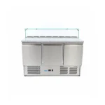 Gastro Pizzakühltisch - 137 cm - 3 Türen - Passt 8 x 1/6 GN - inkl. Glasabdeckung – Bild 3