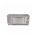 Gastro Pizzakühltisch - 202 cm - 2 Türen - Passt 5 x 1/6 GN - 7 Schubladen – Bild 2