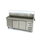 Gastro Pizzakühltisch - 202 cm - 2 Türen - Passt 5 x 1/6 GN - 7 Schubladen – Bild 6