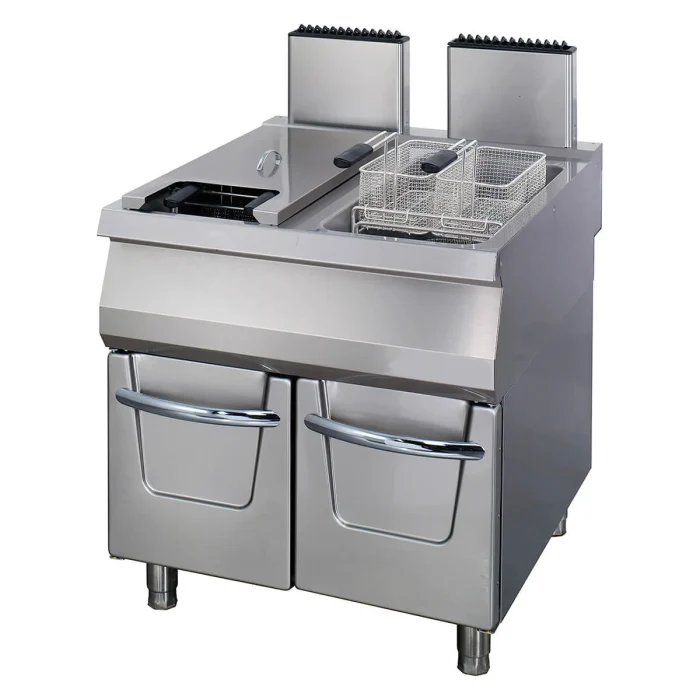 Gastro Premium Fritteuse - 2 x 22 l - Doppeleinheit - 90 cm Tief - mit Ablasshahn - Gas – Bild 1