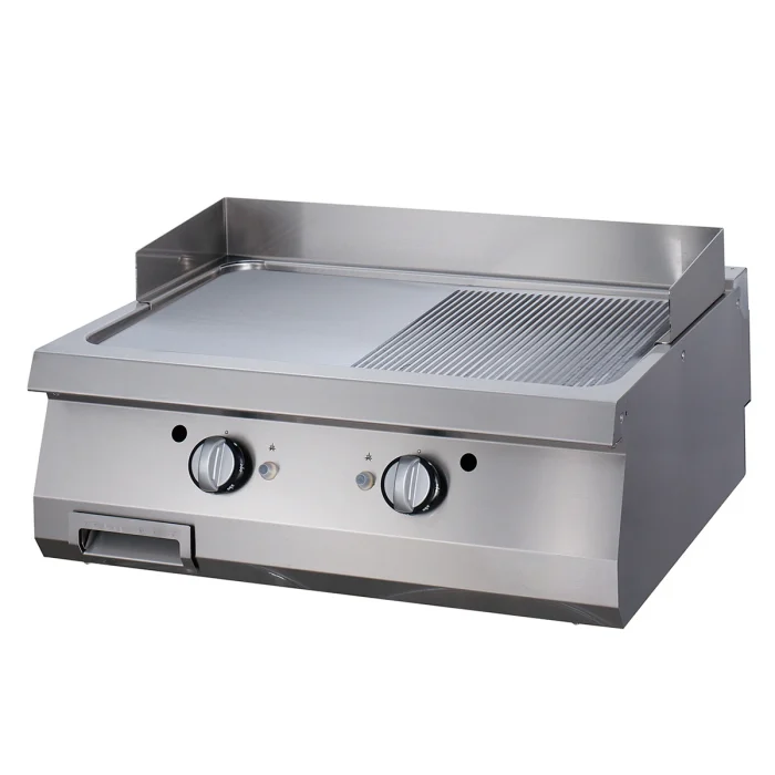 Gastro Premium Grillplatte - Halb Gerillte Chrom - Doppeleinheit - 90 cm Tief - Gas – Bild 1