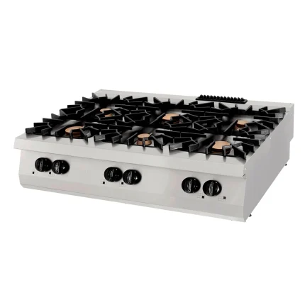 Gastro Premium Kochfeld - 6 Brenner - Dreifache Einheit - 90 cm Tief - Gas