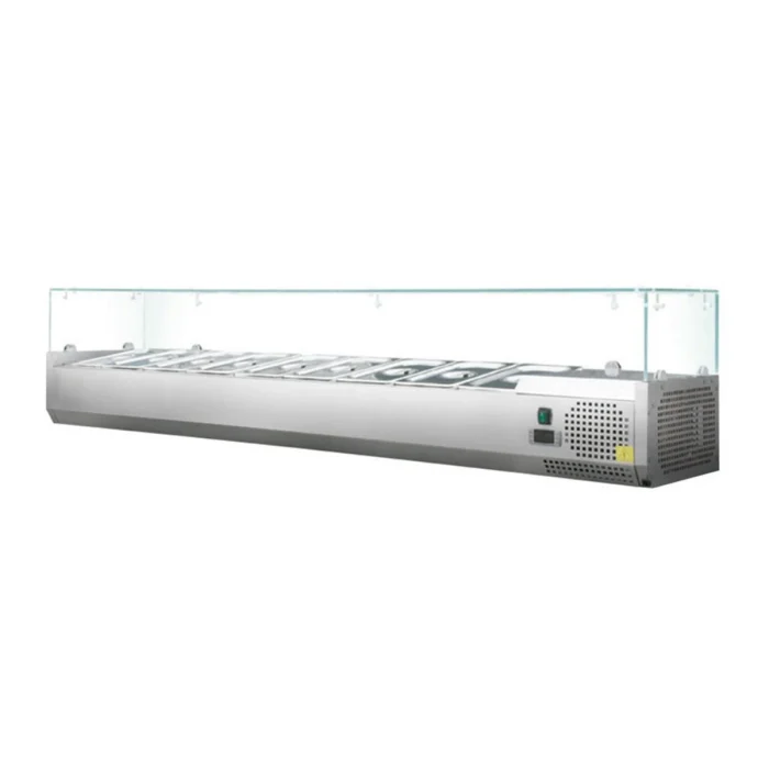 Kühlaufsatzvitrine GN 1/3, 140 x 40, Glasaufsatz – Bild 1