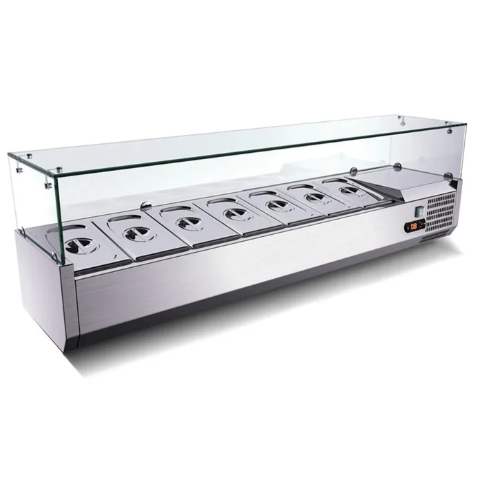 Kühlaufsatzvitrine GN 1/3, 140 x 40, Glasaufsatz – Bild 2