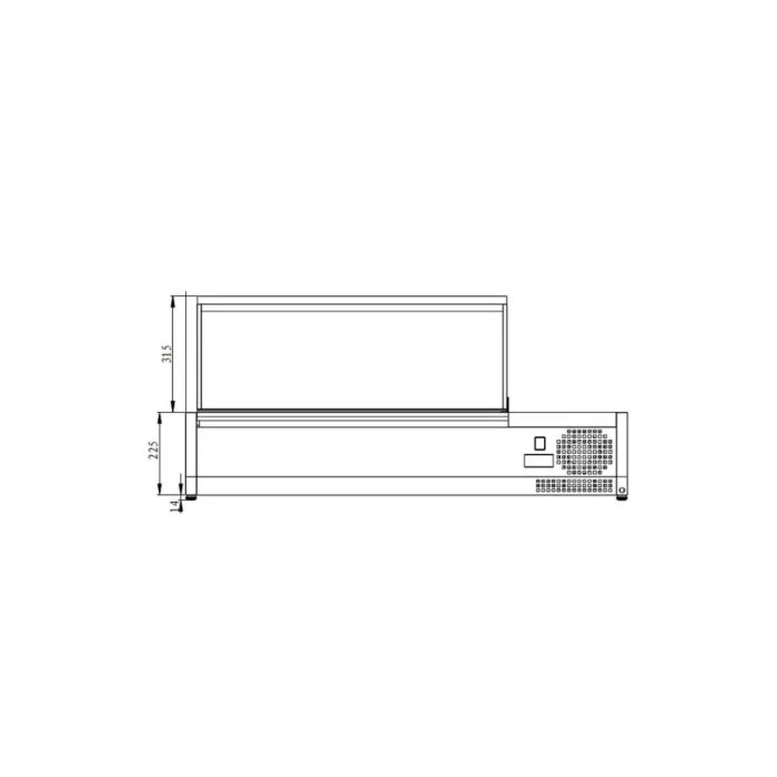 Kühlaufsatzvitrine GN 1/4, 150 x 34, Edelstahldeckel – Bild 3