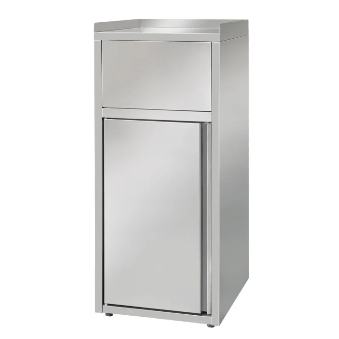 Müllbox aus Edelstahl, mit Tonne 60L, 50x53x120cm – Bild 1