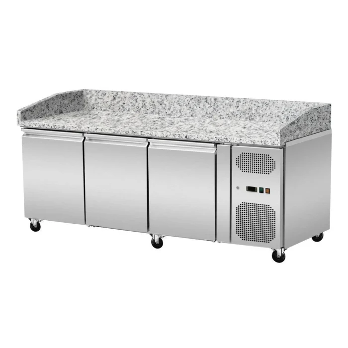 Pizza Kühltisch, Granit rosa-grau, 3 Türen, 203 x 80 – Bild 1