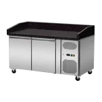 Pizza Kühltisch, Granit Star Galaxy schwarz, 2 Türen, 151 x 80 Kühlaufsatz GN1/4 mit Glas – Bild 3