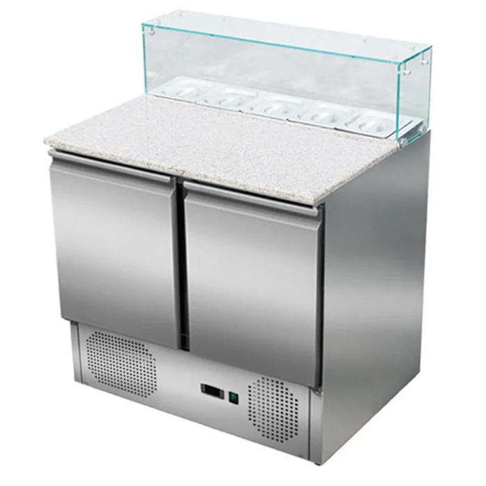 Pizzasaladette 2 Türen, eckiger Glasaufsatz, 90 x 70 – Bild 1