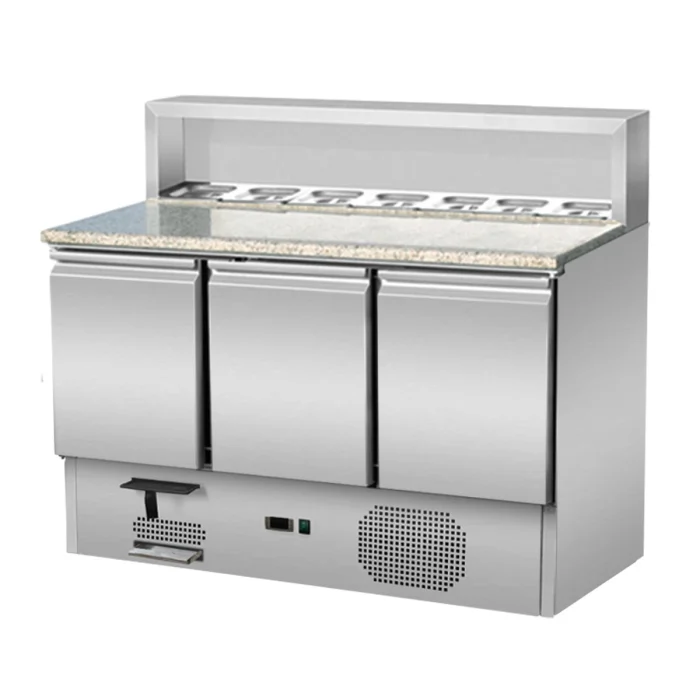 Pizzasaladette 3 Türen, Aufsatz Edelstahl,137 x 70 – Bild 1