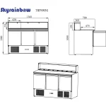 Pizzasaladette 3 Türen, eckiger Glasaufsatz, 137 x 70 – Bild 3