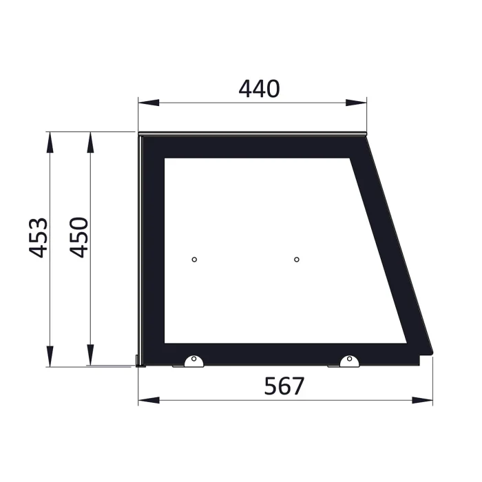 Saladette 2 Türen, 90 x 70 gerader Glasaufbau, Klarglas mit schwarzem Rand – Bild 2