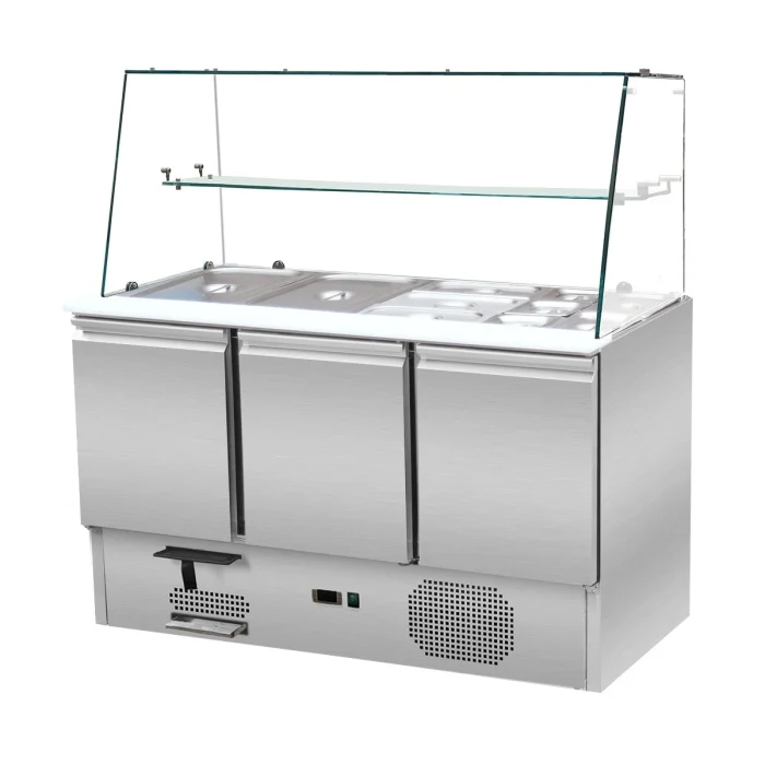 Saladette 3 Türen,137 x 70 gerader Glasaufbau, Klarglas – Bild 1