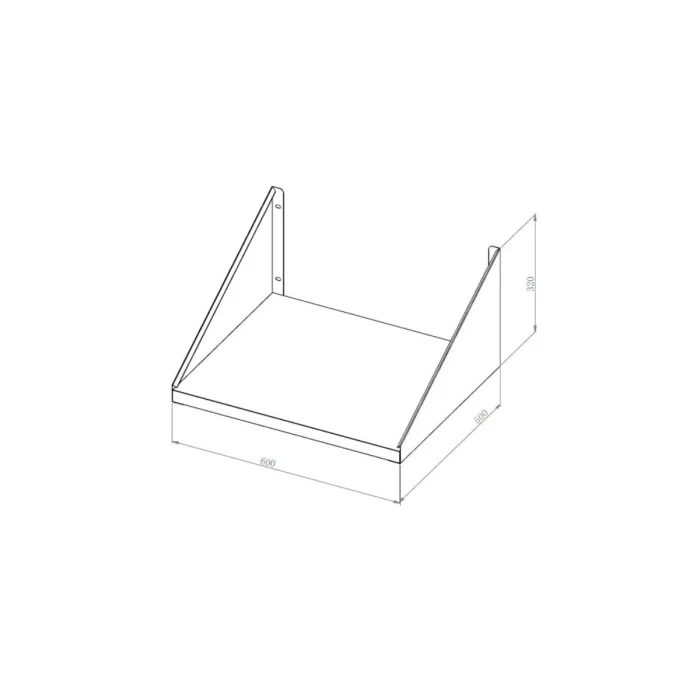 Wandbord Edelstahl, Gerätebord extra stabil, 1 Boden, 60x50 – Bild 2