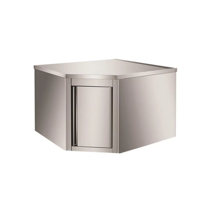 Wandhängeschrank aus Edelstahl, Eckmodul, für Schränke Bautiefe 400, 700 x 700 – Bild 1