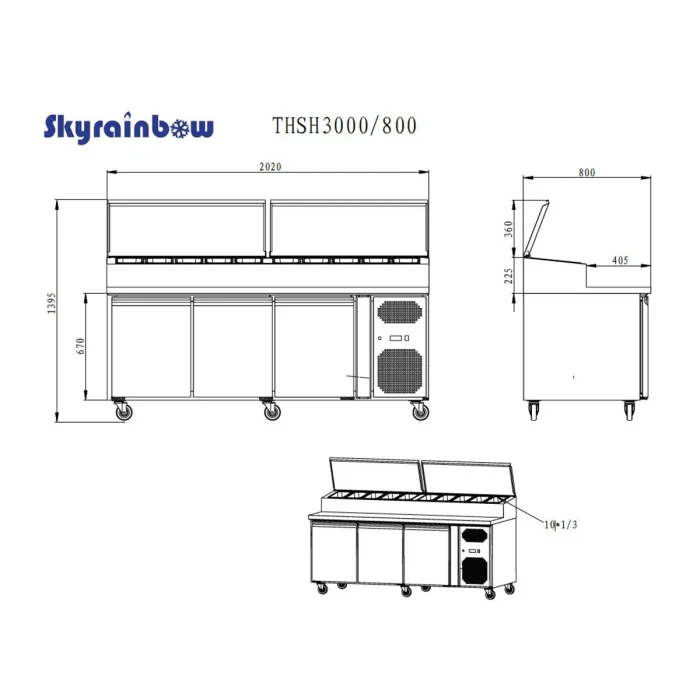 Zubereitungstisch 3 Türen, 202 x 80 – Bild 3